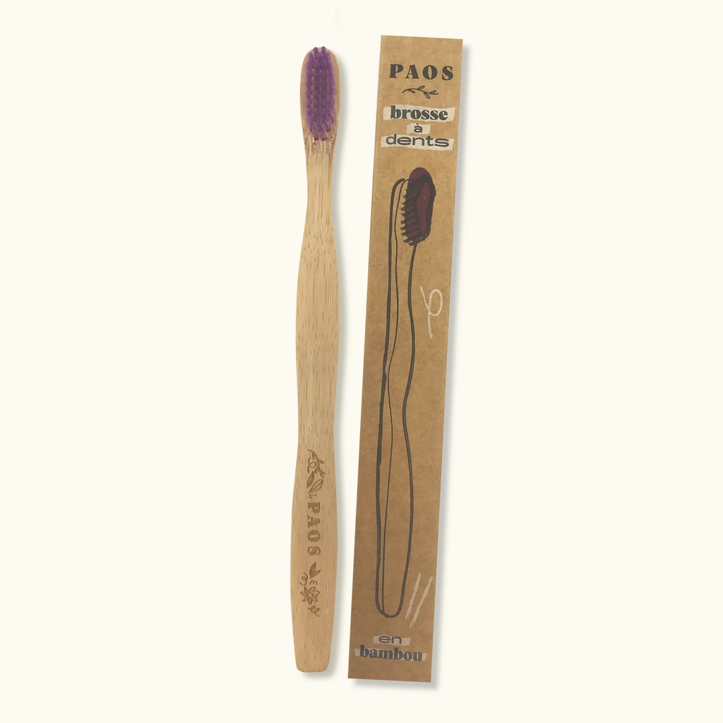 PAOS - Brosse à dents bambou - violette - 16g