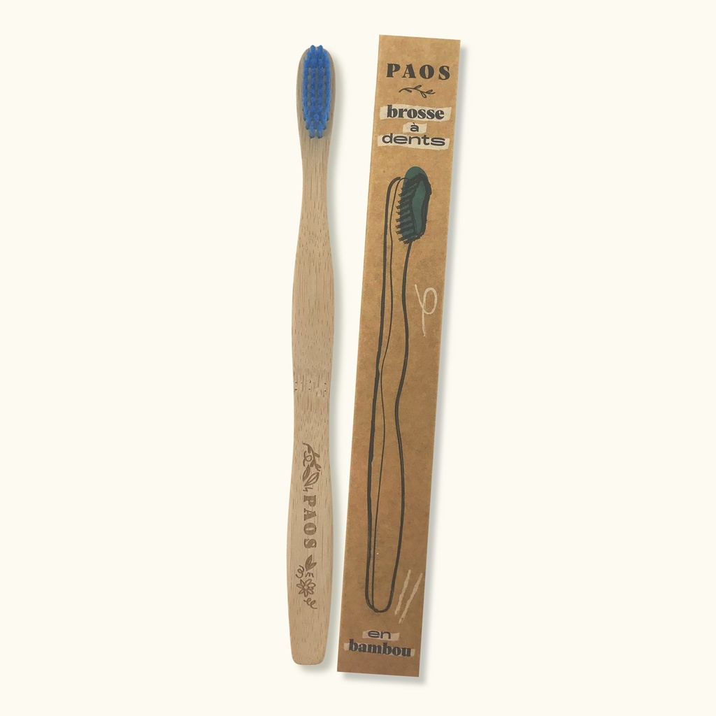 PAOS - Brosse à dents bambou - bleue - 16g