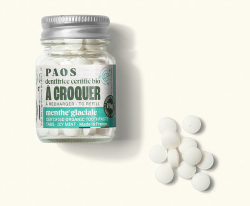 [4PS00036] PAOS - Dentifrice à croquer BIO - menthe glaciale - travel- 100 comprimés 30g